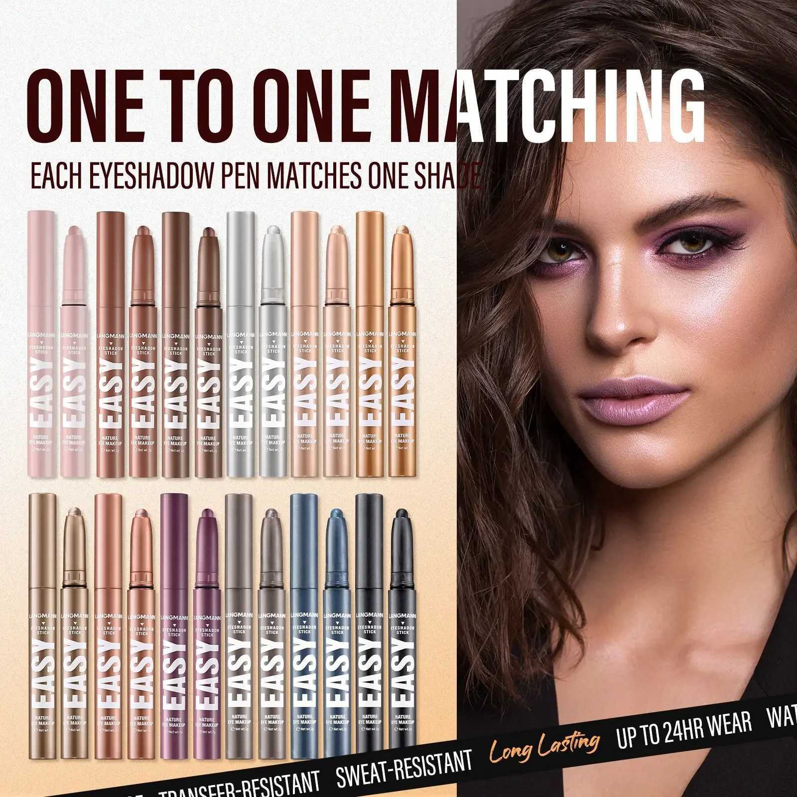 Metallic Lescent eye shadow Stick Glitter Blue eye shadow Cream Brighten eye shadow Pen Waterproof eyeliner MakeupW241212