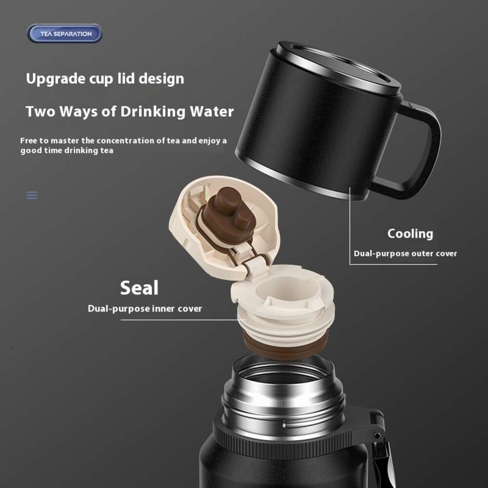 Luxury Large Capacity 1000ml Insulated Stainless Steel Teapot for Men - Portable Beverage Bottle