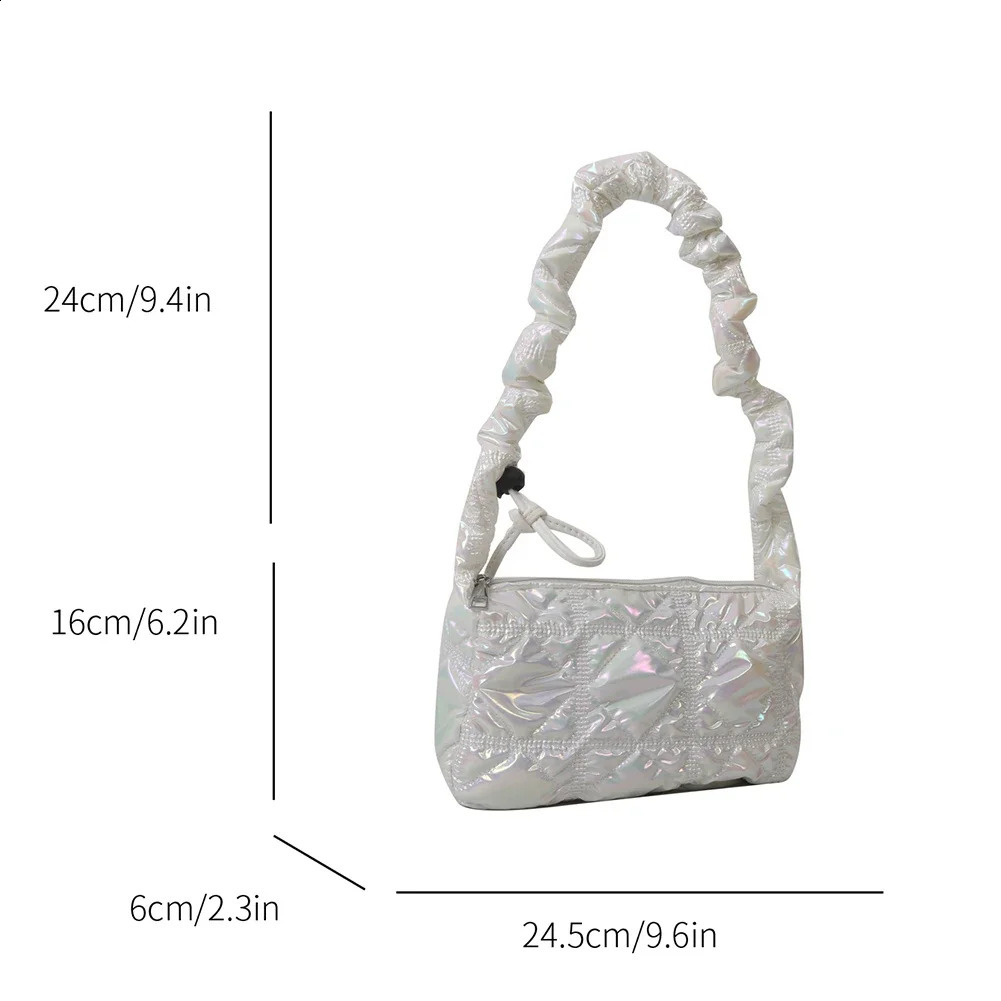Women Padded Shoulder Hobo Armpit Bag Cloud Pleatd Drawstring Quilted Crossbody Tote Girl Stylish Satchel Purse 240817