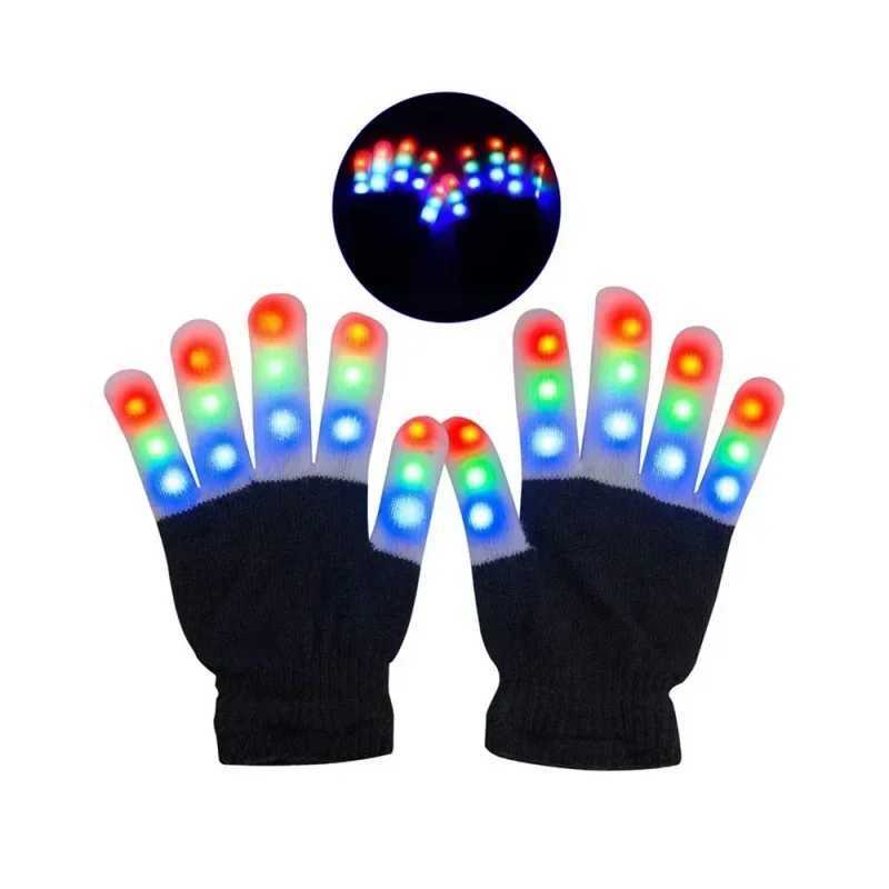 New Colorful Finger Glowing Glove for Kid Adult LED Light Flashing Magic Gloves Party Decoration Halloween Lighting Decor Y240817