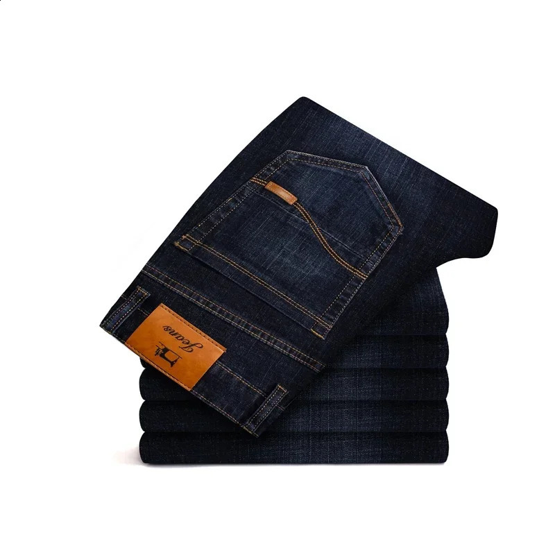 Autumn and winter stretch mens jeans straight pants casual denim w240816