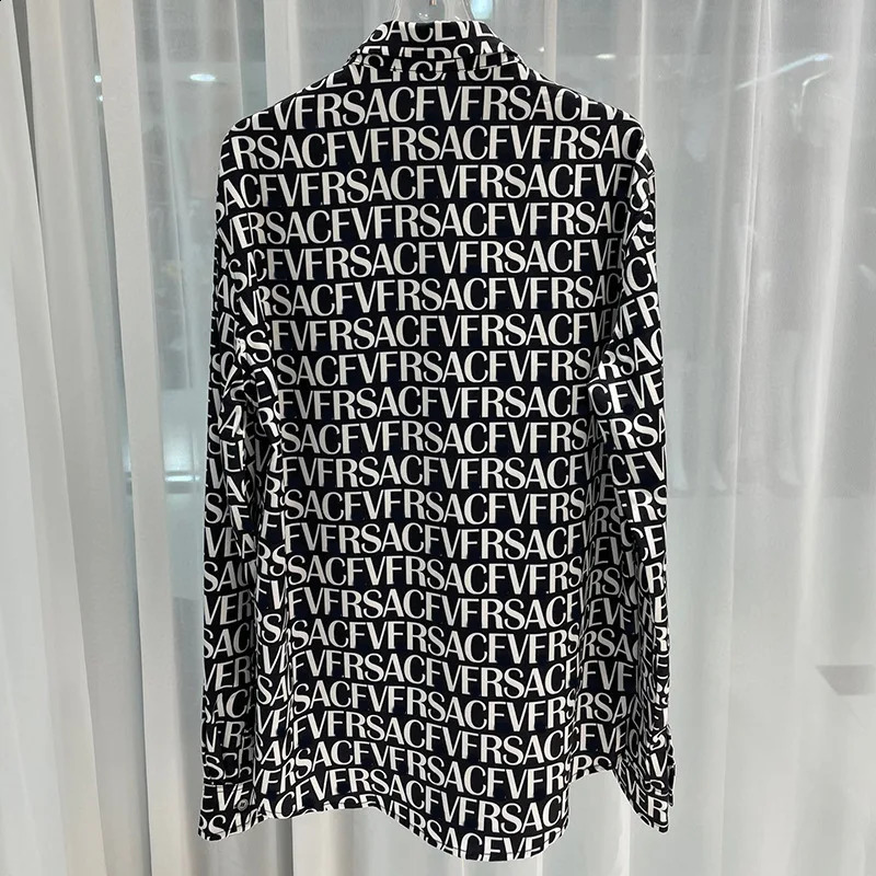 Printed fashion shirt mens spring and summer fashion lapels long sleeves loose slim chic floral top trendy and foreign 240816