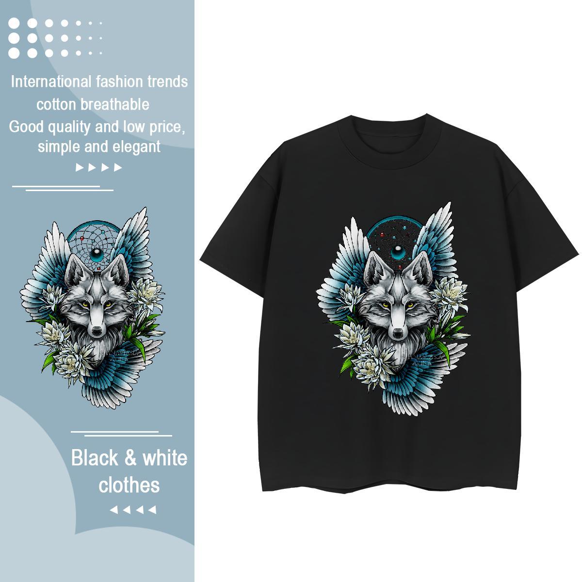 Custom Women T Shirts O-Neck Short Sleeve 230g 100% Cotton Women Tees Oversized L-4XL wolf Beach Soft Polos