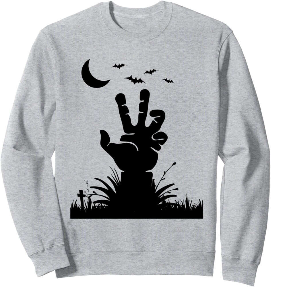 Long Sleeve Shirts for Men sweatshirt Scary Bats Grave Hand Horror Cemetery Halloween Sweatshirt Tee Streetwear Casual tops clothes 2025
