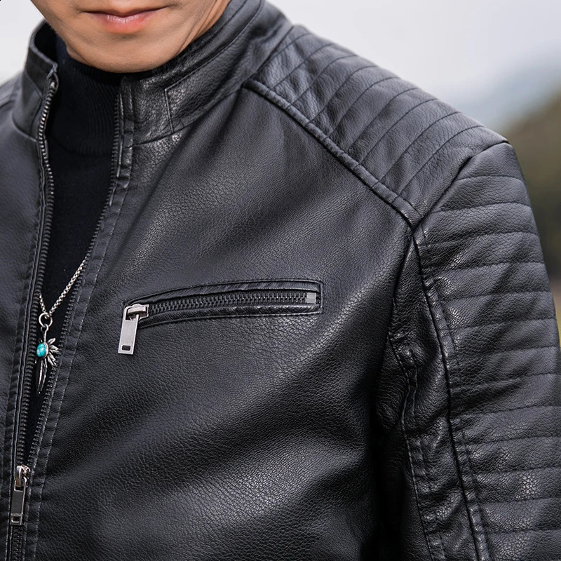 Mens fashion leather jacket street clothing mens mens leather jacket mens slim fit jacket outerwear casual bicycle jacket 240816