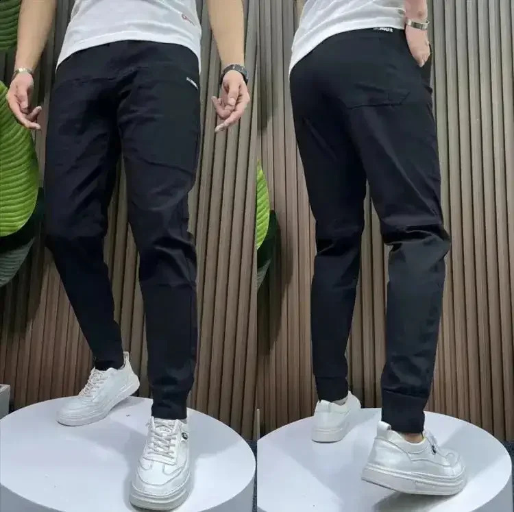 Mens high stretch multi pocket tight cargo pants sports solid color casual outdoor runners Trousers w240816