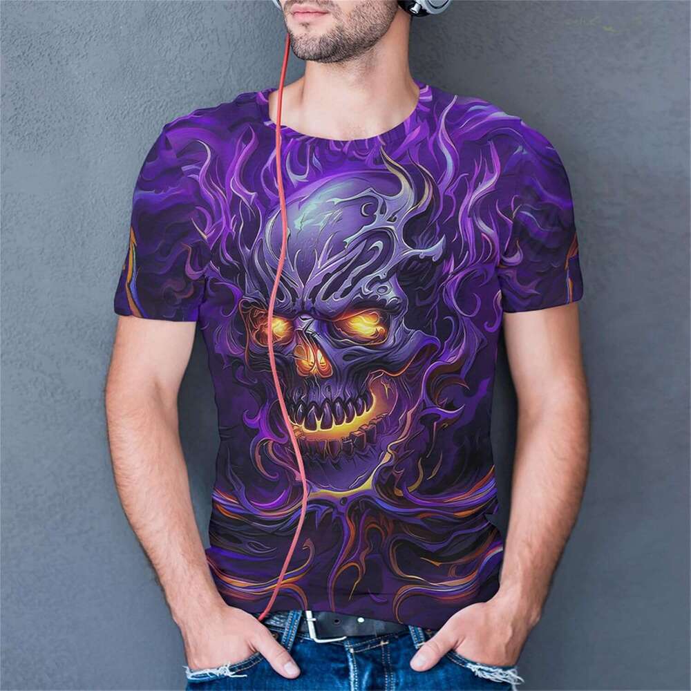 Halloween Mens T Shirt Skull Graphic Tees Men Skeleton Crewneck T-Shirts 3D Printed Pattern Short Sleeve Top Shirts Tshirt Tee Casual Tops Summer Clot