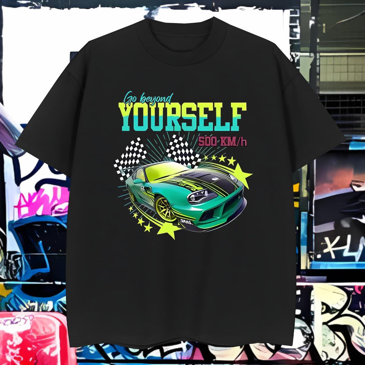 Comfortable T-Shirts for Men 100% Cotton 230g car Spring Summer Anime Round Neck Short Sleeve Tshirt for Man Woman DIY Customized Tees