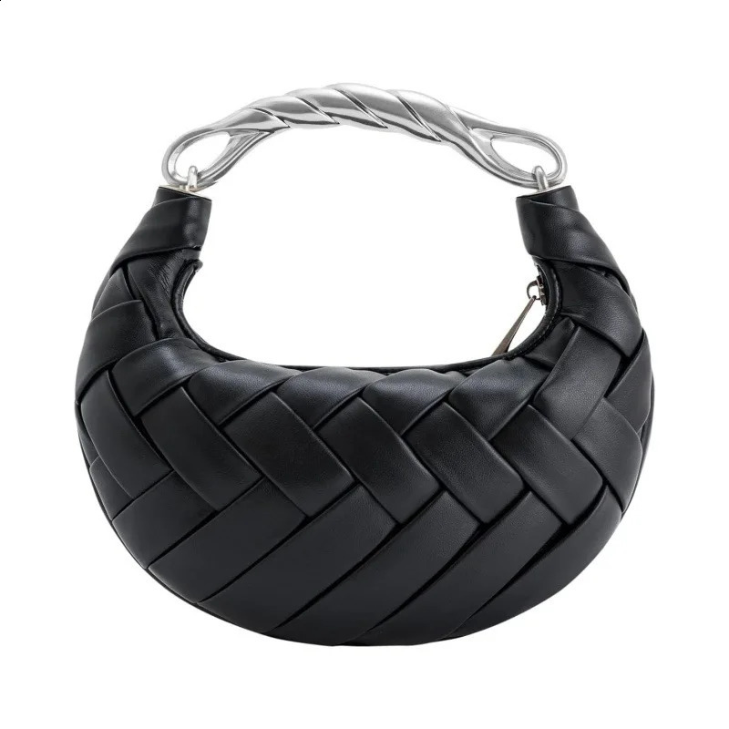 Hollow Out Bucket Tote Bags For Women er Handbags And Purses In Casual PU Handmade Weave Small Shoulder 240816
