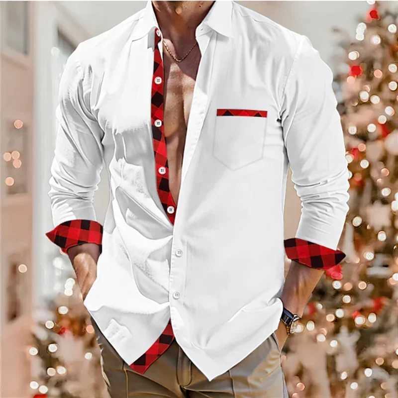 2024 Fashion Simple Office Business Casual Smooth Splicing Mens Shirt Soft Comfortable Lightweight Top Button Collar Plus SizeW240726