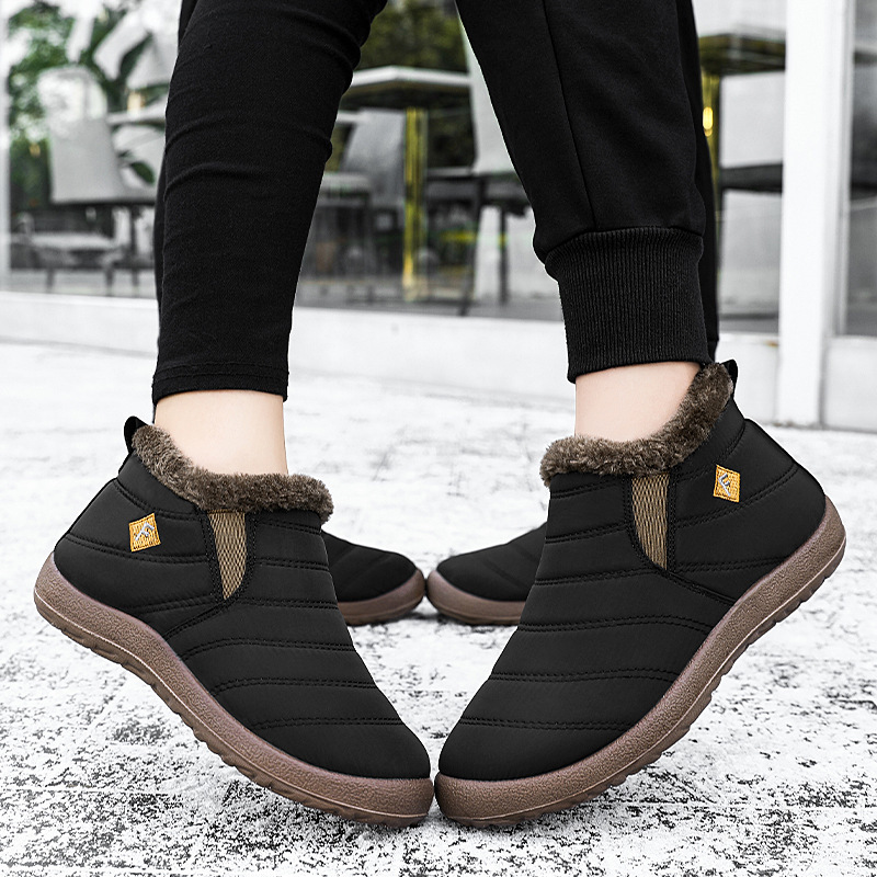 Ddmysports Winter Couple Style Boots High Top Snow With Thick Fleece One Foot Kick Middle Aged And Warm Cotton Shoes For The Elderly OUTDOOR