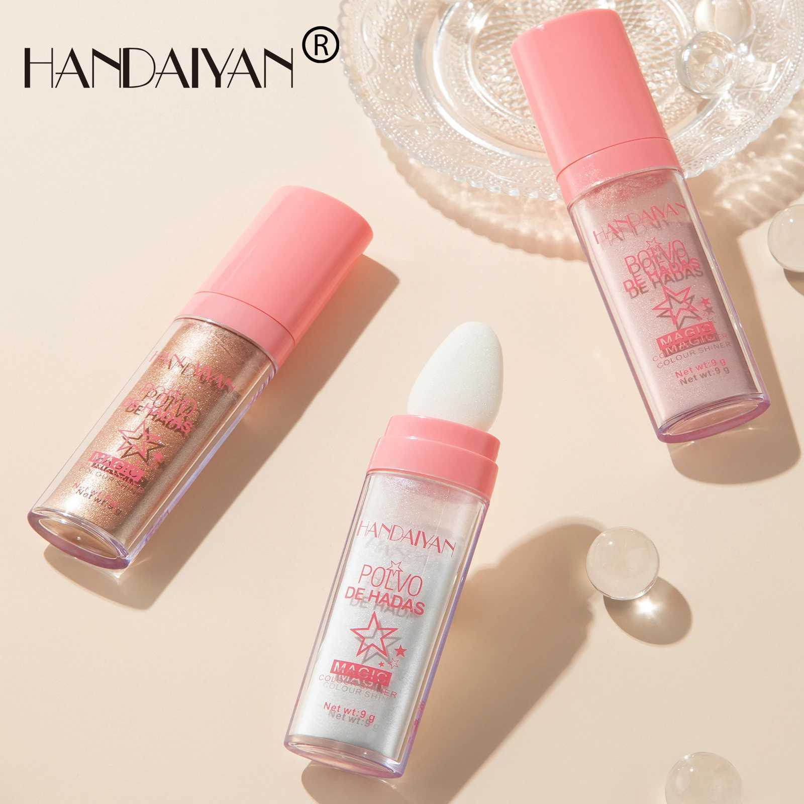HANDAIYAN 3 Colors Glitter Powder Highlighter Makeup Body Brightens the Natural Face Blusher Fairy Highlight Patting Powder Y240816