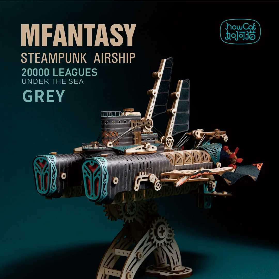 Fantastic Spaceship DIY 3D Wooden Puzzle Steampunk Airship Popular Assembly Model Kits Toys For Children Kids Girl Birthday Gift CL240817