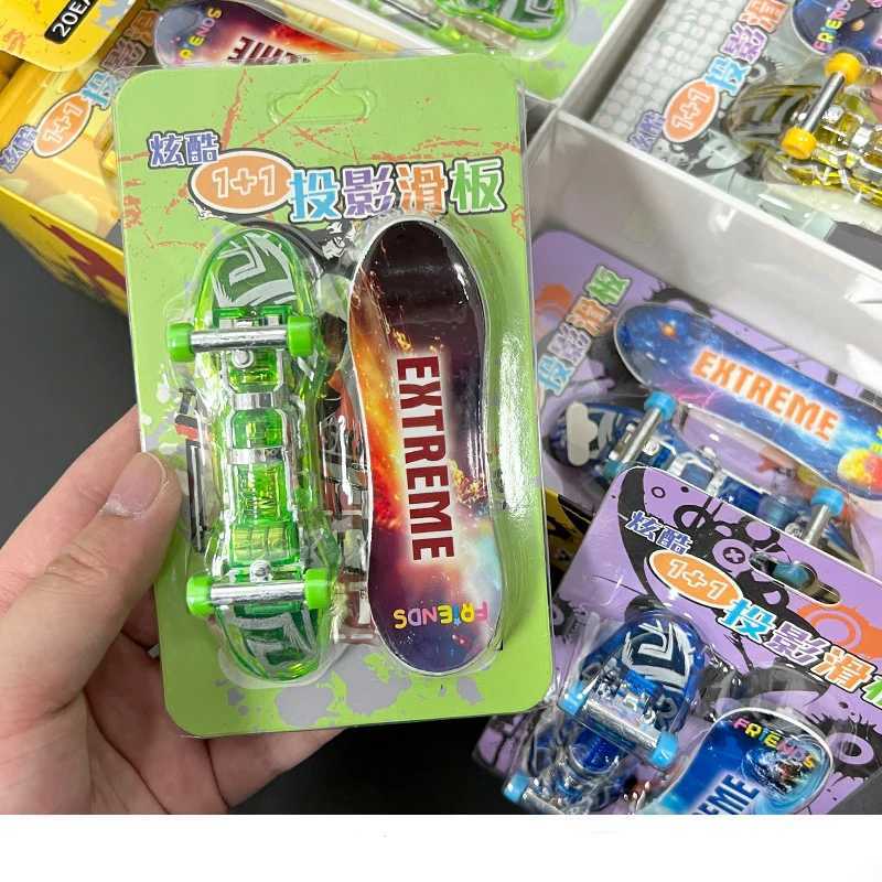 Finger Skateboard Toy Cartoon Animation Mini Fingertip Projection LED Glowing Scooter Childrens Puzzle Table Games Novelty Toys Y240817