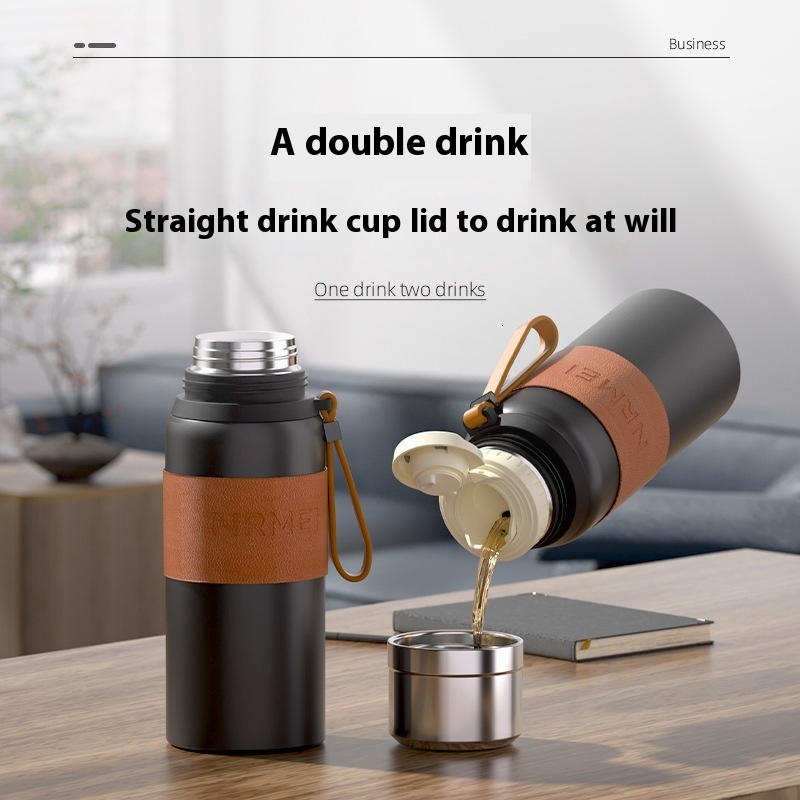 Insulated cup, large capacity Kung Fu braised tea set, men's and women's tea, portable business sports tea cup