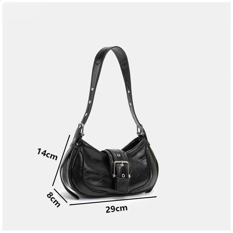Womens Fashion Shoulder Bag Black PU Leather Bottom High Quality Handbag Girl Arm Wallet 240830