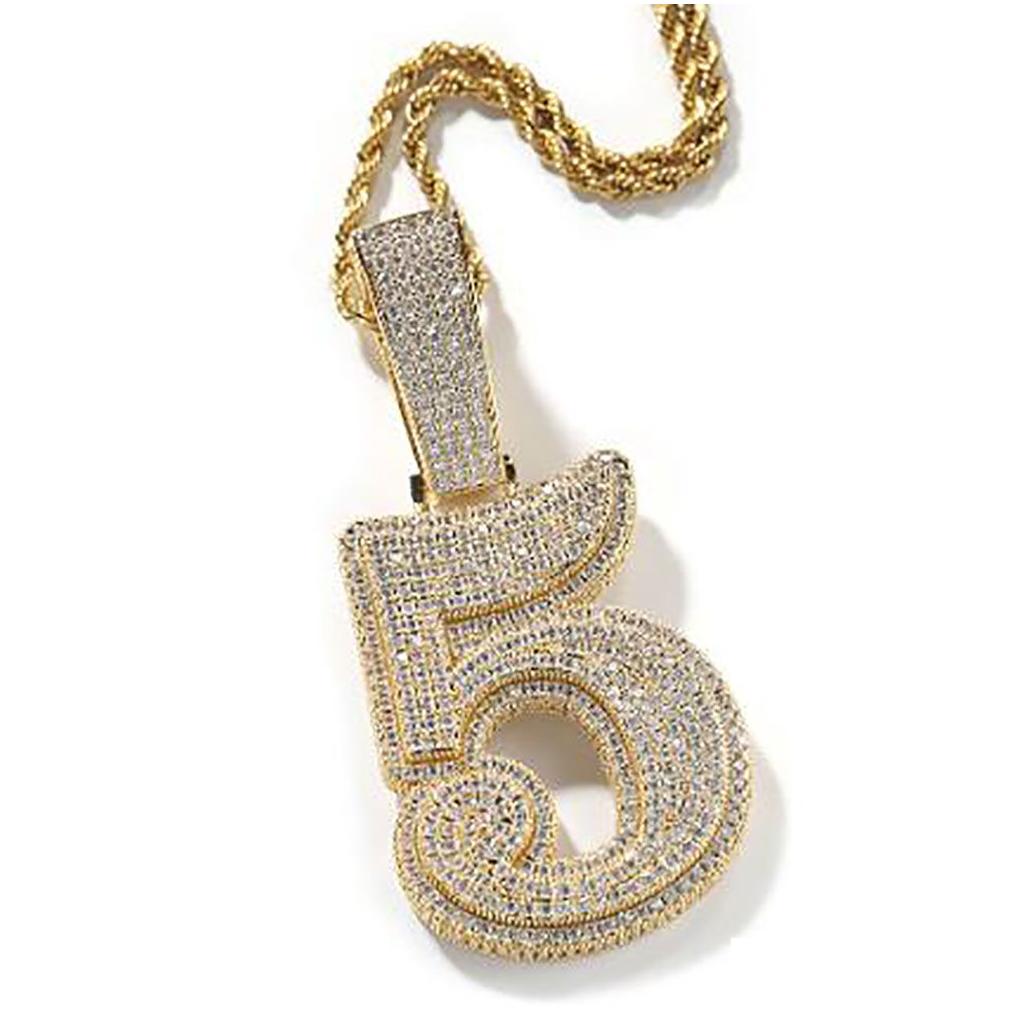 Pendant Necklaces Men Women A- Z Double Layer Stones Cursive Initiall Number Necklace For Gifts Cubic Zirconia Hip Hop Drop Delivery J Oto6V