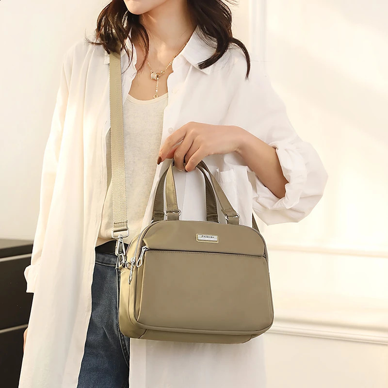 Nylon Zipper Ladies TopHandle Bags Sewing Thread Shoulder for Women Multiple Pockets Bolso Mujer w240817