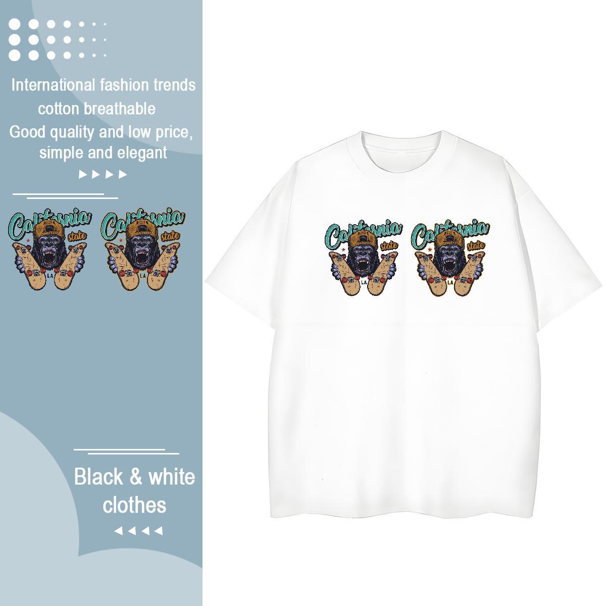 Fashion Casual T-Shirts Comfortable 230g Cotton Women Tees White Plus Size chimpanzee Outdoor Popular Tees Shirts