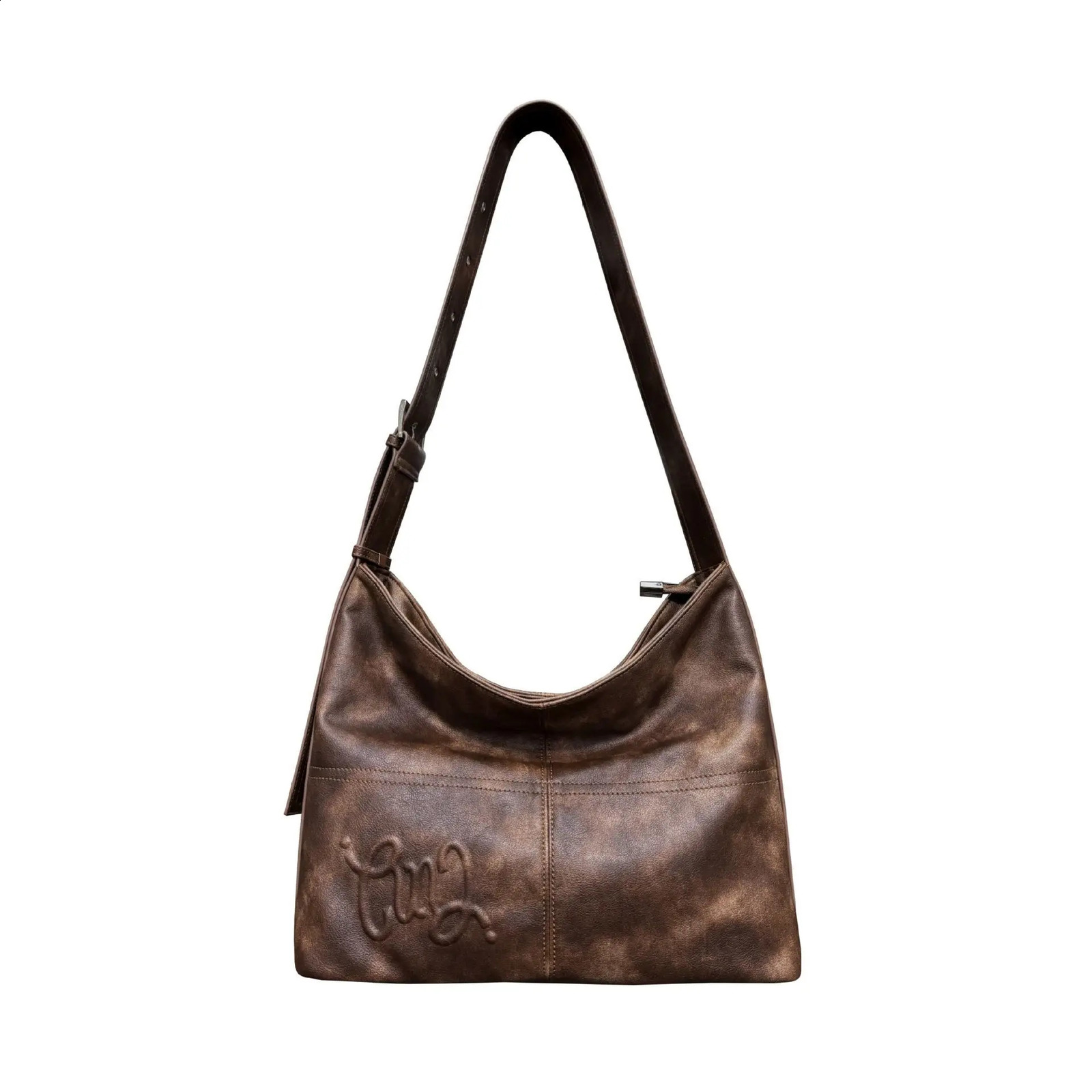 JIAERDI Brown Large Capacity Handbag Women Vintage Pu Leather Casual Tote Bag Purses Female Retro Fashion Shoulder Bags Chic 240816