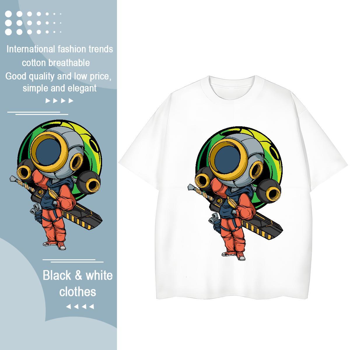 Factory Direct T-Shirts Breathable Soft 100% Cotton 230g Unisex Tshirts Cartoon Anime ET Home Outdoor Female Clothes