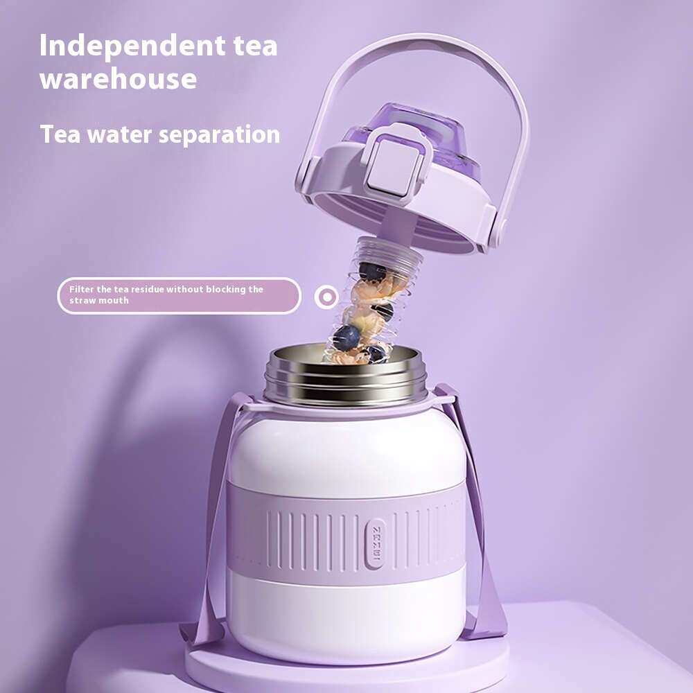 2000ml Large Capacity Portable Water Cup with Tea Separating Straw