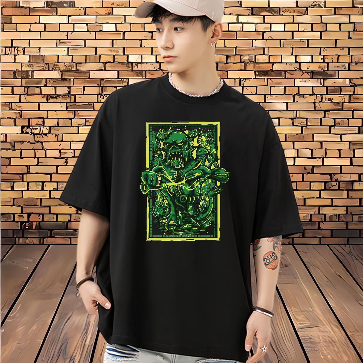 Brand Mens T Shirts 100% Cotton 230g ET High Street Hip Hop Oversized Round Neck Short Sleeve Men Tshirts DIY Customized Top Tees