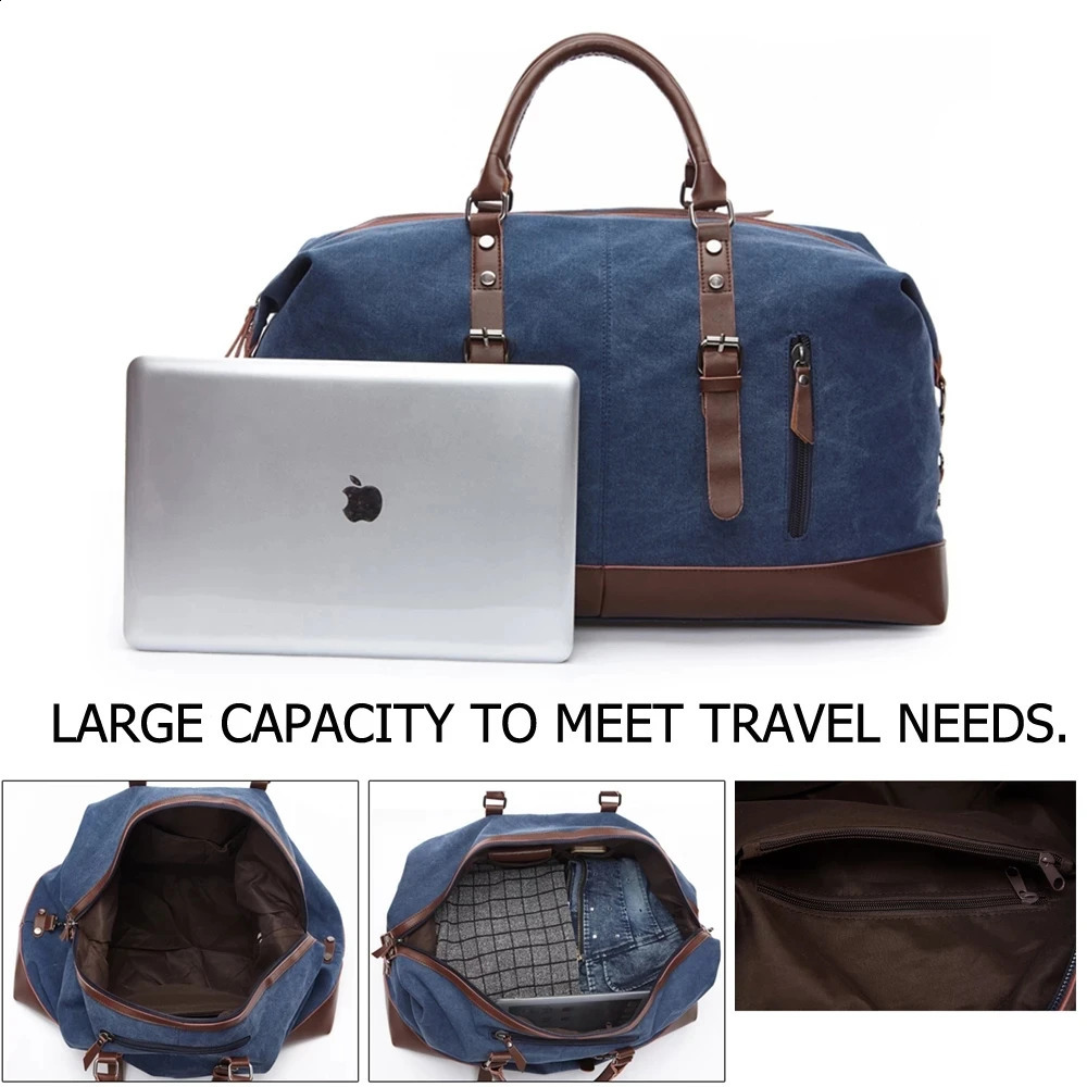 MARKROYAL Canvas Leather Men Travel Bags Carry On Luggage Bag Men Duffel Bag Handbag Travel Tote Large Weekend Bag Drop 240816