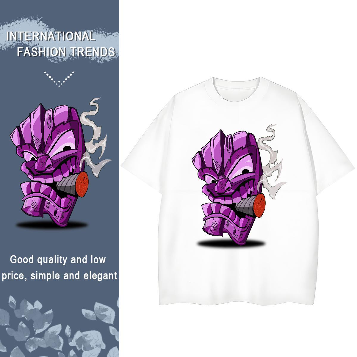 Designer T Shirts Men 230g Cotton skull Anime Printing Street Custom Print Plus Size Breathable Short Sleeve Men Clothes T-Shirt New Arrival Tee Shirt