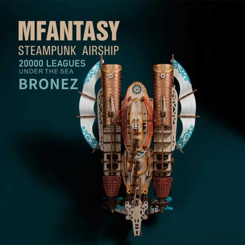 3D Wooden Puzzle Steampunk Airship Model Building Block Kits Submarine Handicraft Masterpiece DIY Assembly Toy Kids Adults Gift CL240817