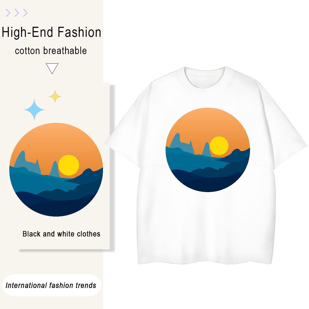 Soft sky 230g 100% Cotton Men Tees Street Crew Neck Breathable Men T Shirts 2024 DIY Anime Print Wear