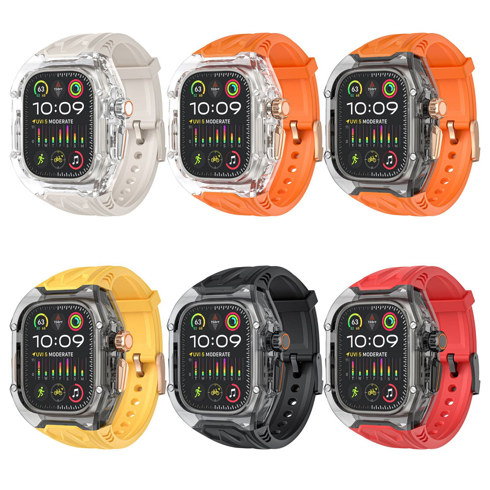 Transparent Modification Kit Apple Watch Ultra 2 1 49mm 9 8 7 45mm PC Case Strap For iWatch Series 44mm 6 5 4 SE Rubber Band free shipping