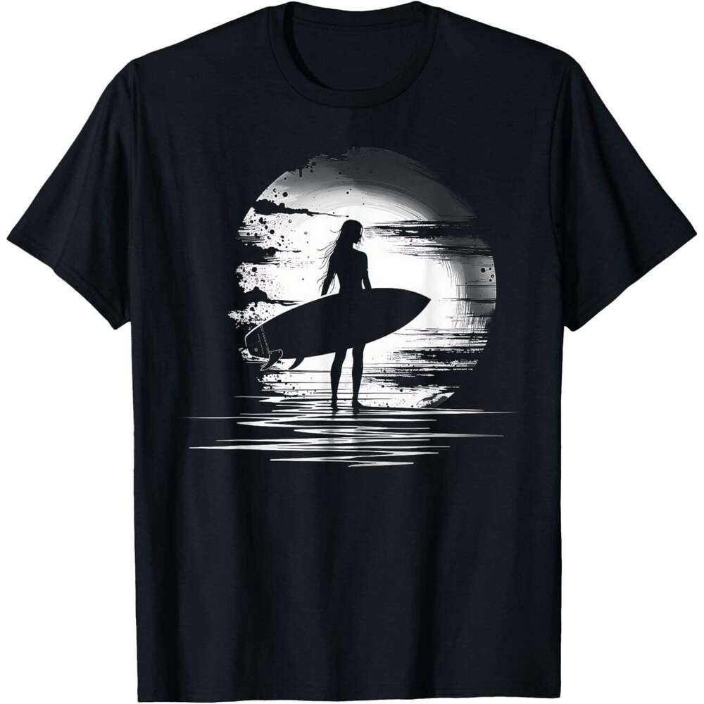 T shirt for Mens Surfing Surfboard Beach Ocean Sunset Girl Gift Graphic Tees T-Shirt Shirts Tshirt Casual Tops Clothes Short sleeve
