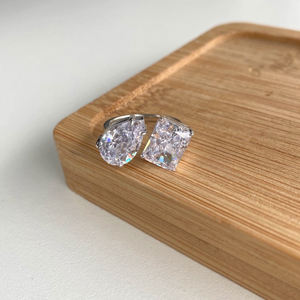 Moissanite Dia Sterg Sier Open Ring for Women | Bridal Promise Jewelry