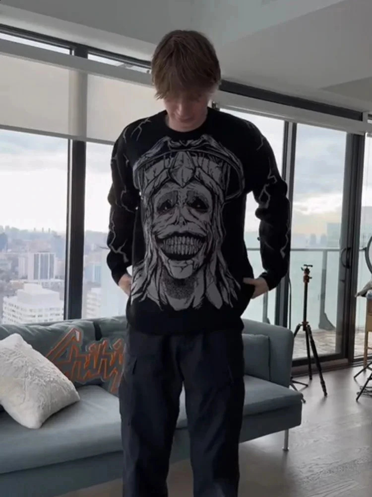 Streetwear Sweater Y2K Harajuku Dark cartoon hip-hop Graphic Oversized Sweater Mens Womens Gothic Jumper Pullover Sweater 240812