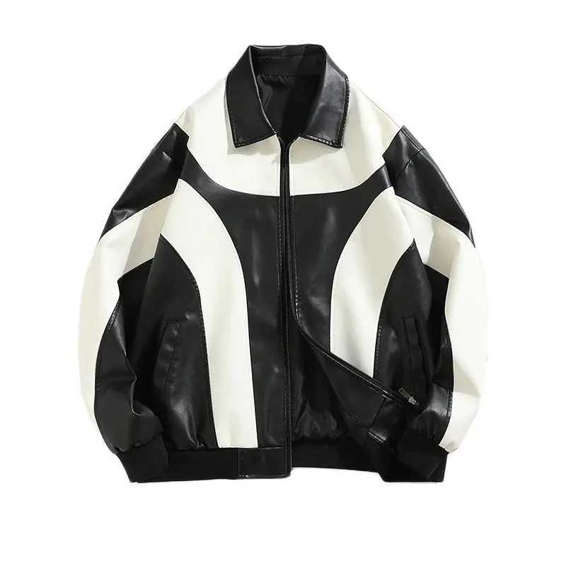 Men's Jackets Chinese Biluo Autumn/Winter Hip Hop Mens Artificial Lijer Paddle Windshield Motorcycle Bomber Jacket Womens Q240816