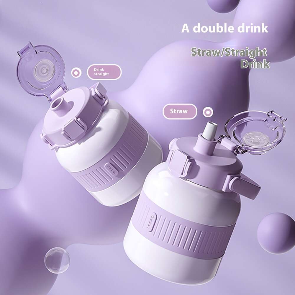 2000ml Large Capacity Portable Water Cup with Tea Separating Straw