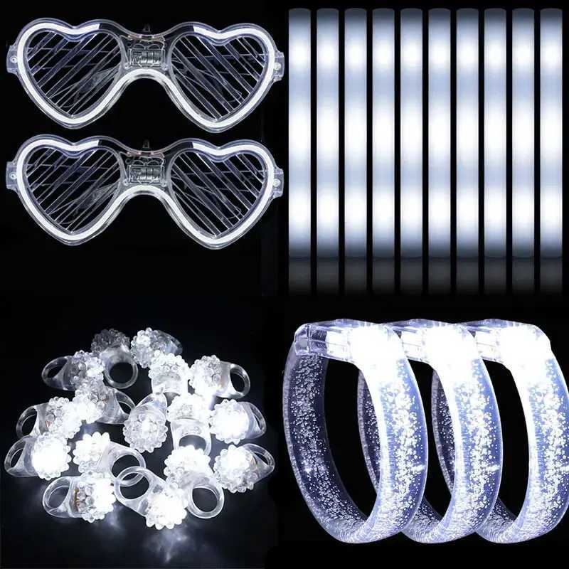 50pcs Glow Party Supplies Foam Glow Stick LED Glasses Luminous Bracelet Finger Light Wedding Christmas Party Glow Decoration Y240817