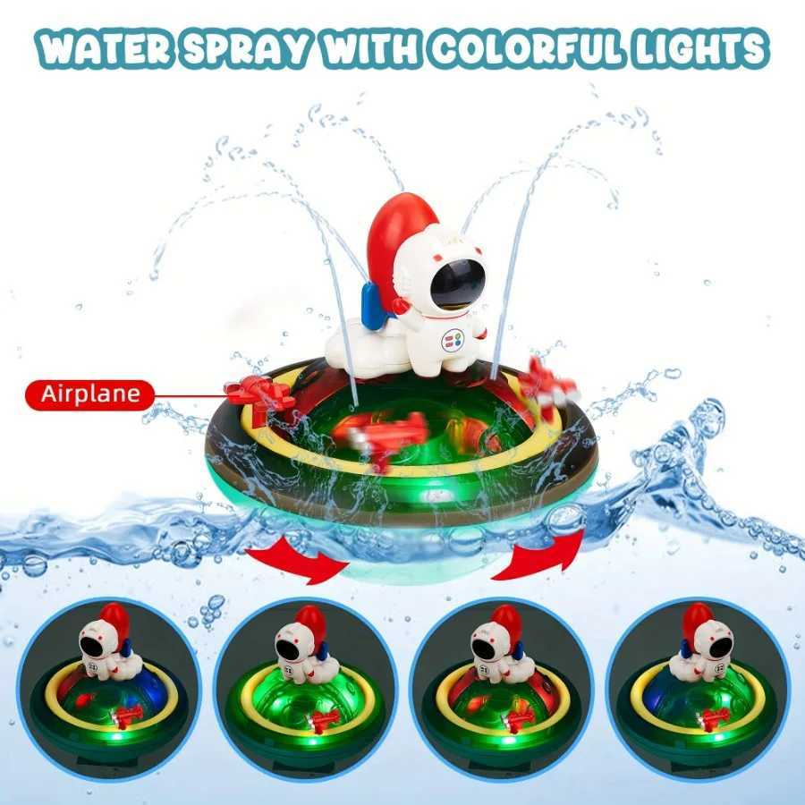 Astronaut baby bath toys Childrens spray water toys Rotate and light baby bath toysW240814