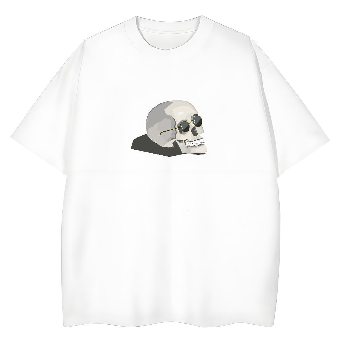 Classic T shirt 230g Pure Cotton skull Beach Custom Print Oversized Round Neck Short Sleeve Mens Tshirts Wholesale Tops Tees