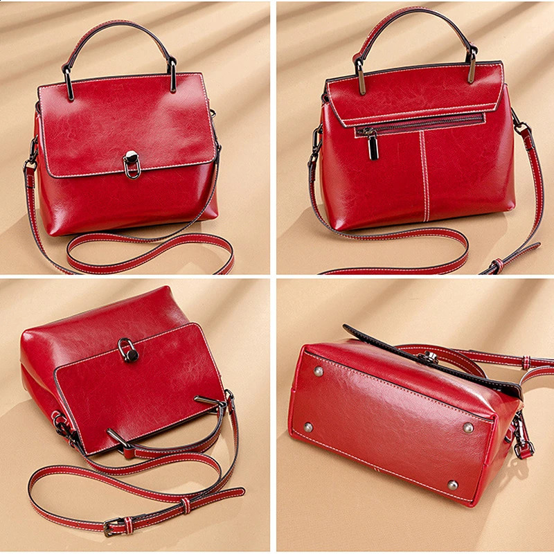 Toptrends Vintage Genuine Leather Wide Strap Shoulder Crossbody Bags For Women Trend Er Short Handle Ladies Handbags 240824