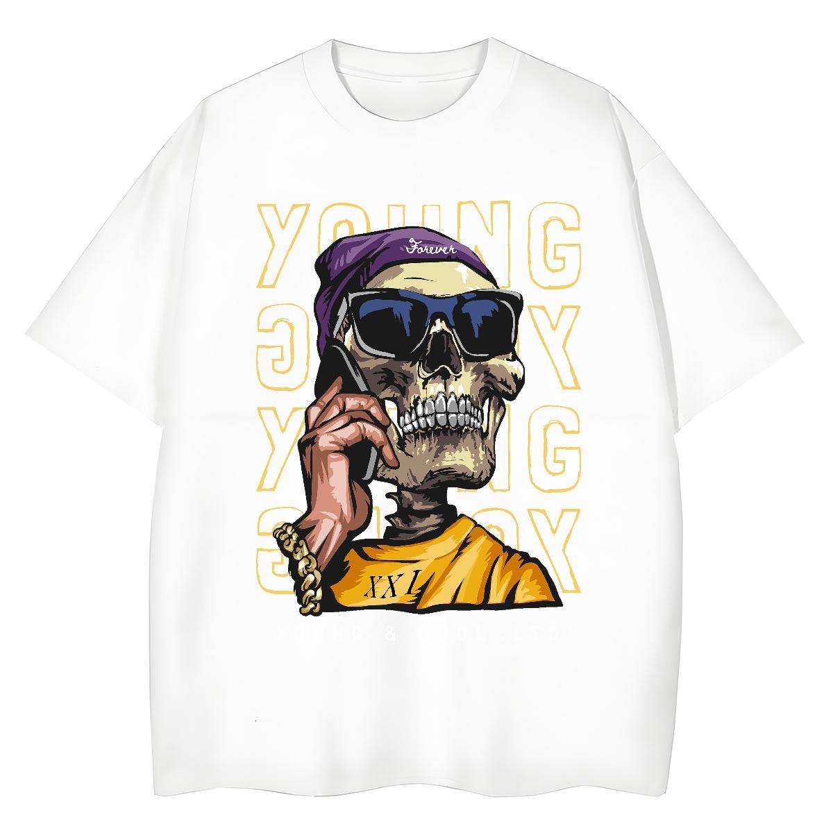 Fashion Woman T Shirts 230g 100% Cotton Crew Neck Street skull Womens Tshirts Soft Skull Clothes