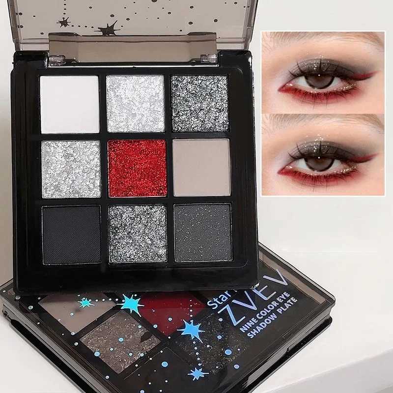 Black Red Punk Smoked 9 Color Eyeshadow l Cold Dark Color Makeup Eyeshadow Palette Long-lasting Waterproof Glitter Eyeshadow W250722