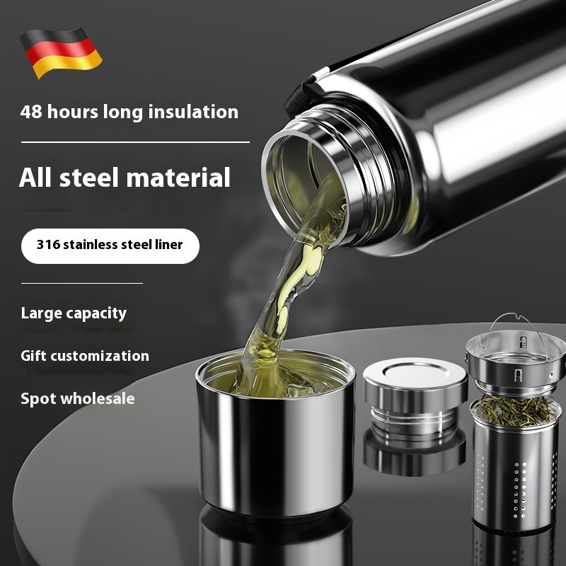 Stainless steel insulated cup, men's large capacity water cup, vacuum all steel cup, outdoor insulated kettle