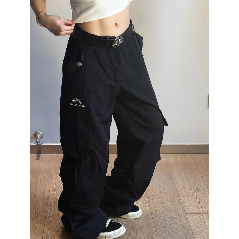 Deeptown Vintage Oversized Cargo Pants Women America Retro Casual Sports Baggy Trousers Korean Style Summer Thin Pantalones Z260314