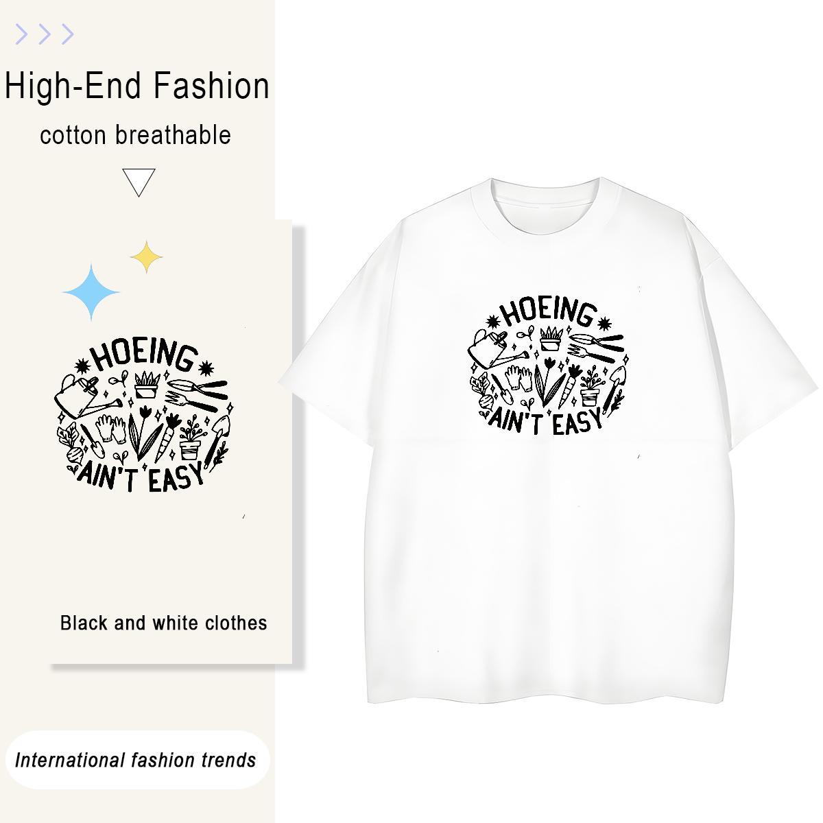 Lady Women Tees 230g Cotton letter Spring Summer Women T Shirts Crew Neck Cartoon Floral Printing Tops Tees