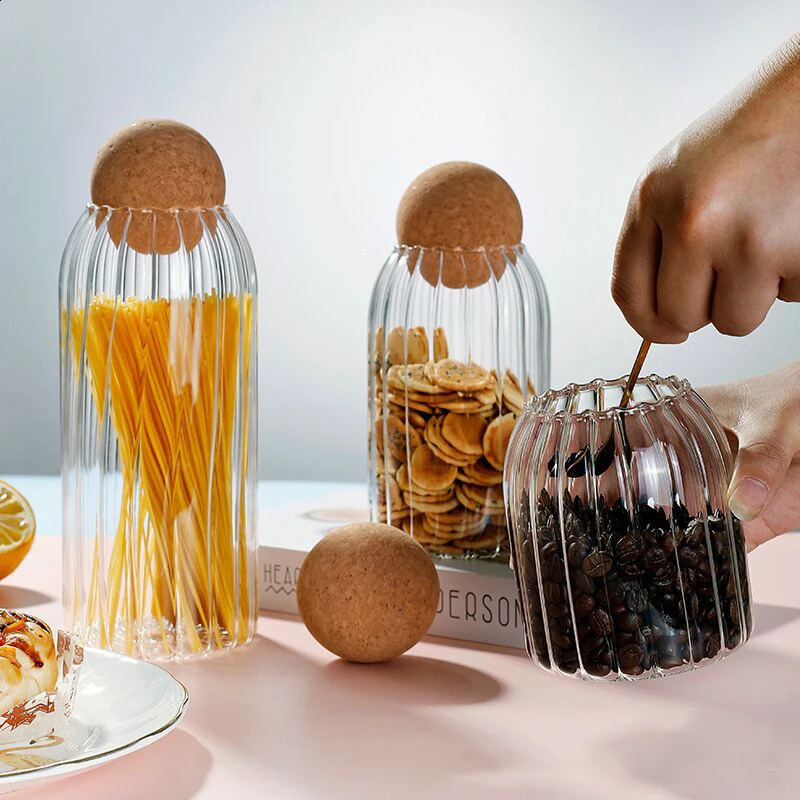 storage glass jar with wooden lid bottle kitchen mason jars with lid glass bottle container cereal dispenser canister 240816