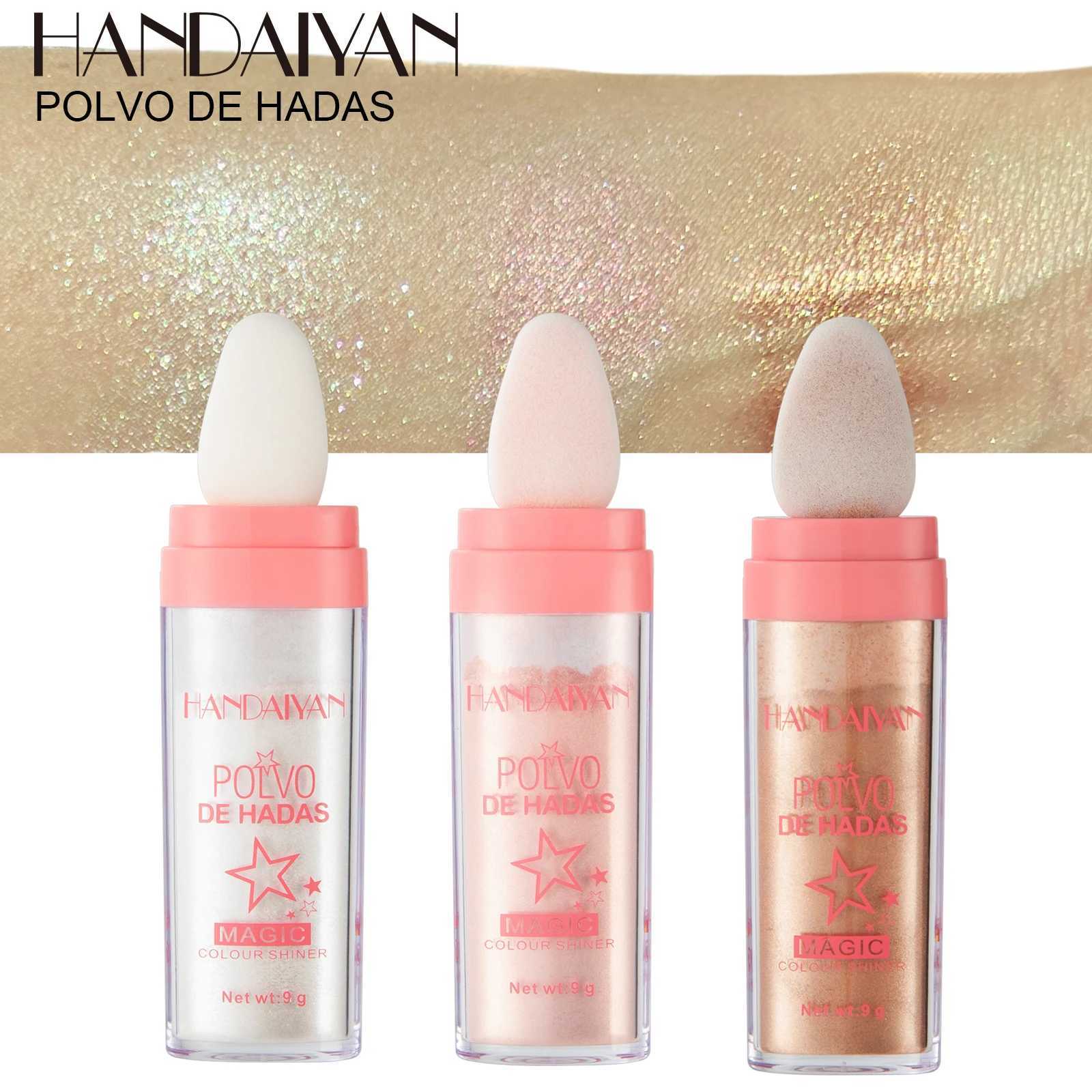 HANDAIYAN 3 Colors Glitter Powder Highlighter Makeup Body Brightens the Natural Face Blusher Fairy Highlight Patting Powder Y240816