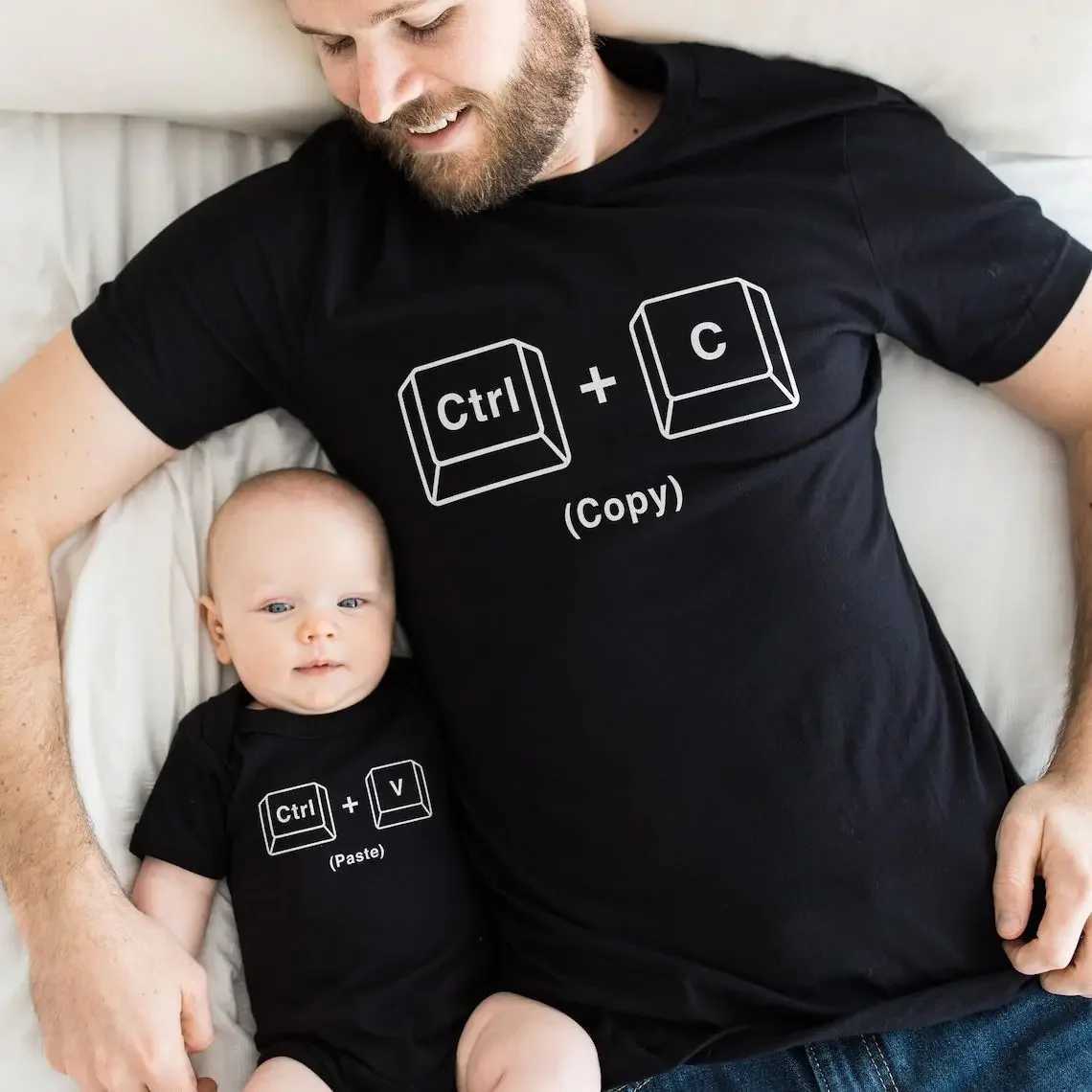 Copy Paste Shirt Father and Baby Matching Shirts Ctrl C Ctrl V Print Daddy Daughter Shirts New Fathers Day Gift W240816