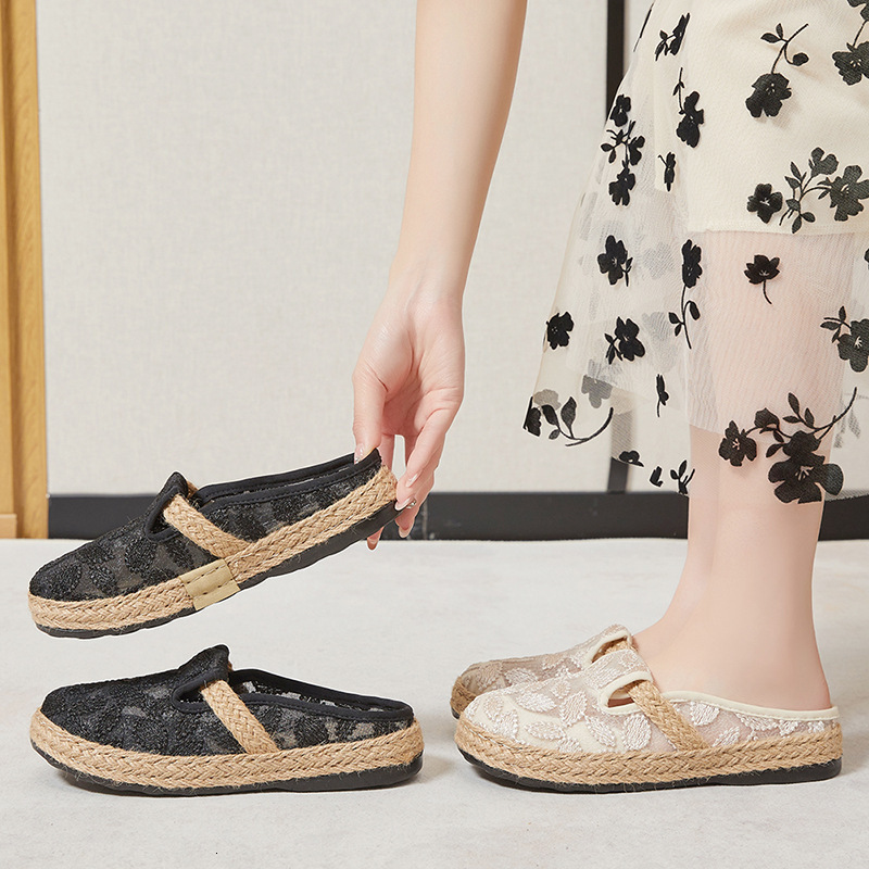Ddmysports Summer New Linen Sneakers Alf Dragged Casual Shoes Women S OUTDOOR